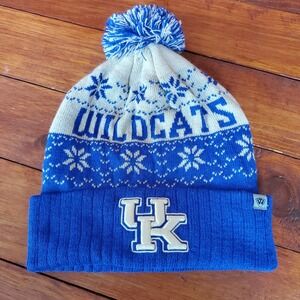Kentucky Wildcats Beanie Hat Cap Pom‎ Adult Blue Top Of The World Football